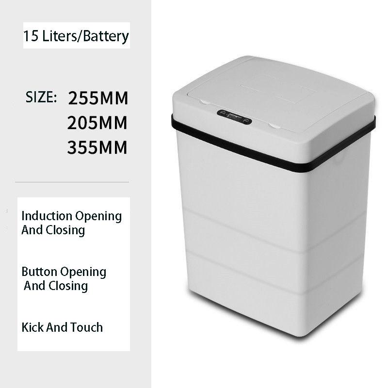 15L Smart Trash Can Induction Type Automatic Household Bathroom Toilet Living Room Kitchen with Cover Creative Automatic with Cover