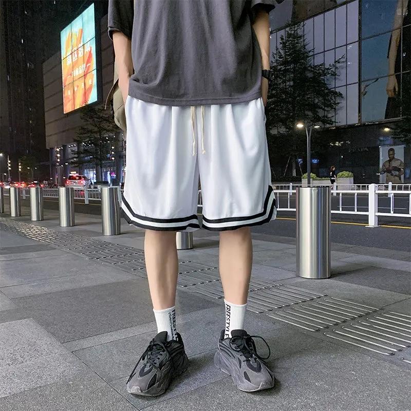 Summer Ice Silk Shorts Men's Thin Sports Quick-drying Five-point Pants Loose Straight Casual Pants Beach Mesh Big Pants