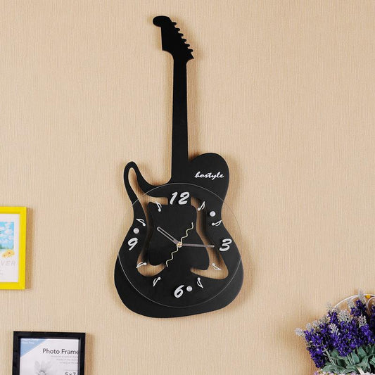 Electric Guitar Creative Wall Clock Living Room Home Clock Personality Children Free Punch Art Decoration Wall Watch Clock Mute