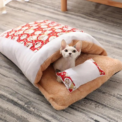 Pet Cat Sleeping Bag Closed Removable and Washable Quilt To Keep Warm In Winter Cashmere Cat Nest Dog Sleeping Place