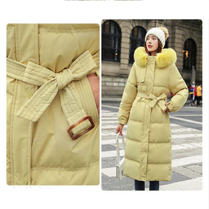 Down Jacket Winter Ladies Fashion Korean Big Fur Collar Thick Warm Hooded Mid-length Plus Size Cotton Jacket