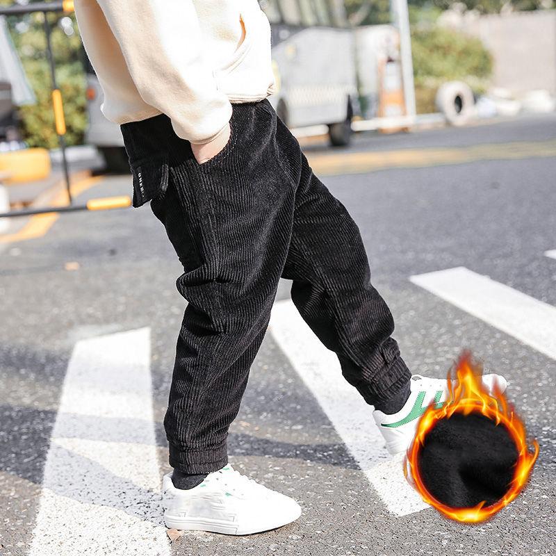 Boys' Pants Plus Velvet Thickening New Autumn Winter Models of Children's Corduroy Pants Casual Pants Velvet Pants