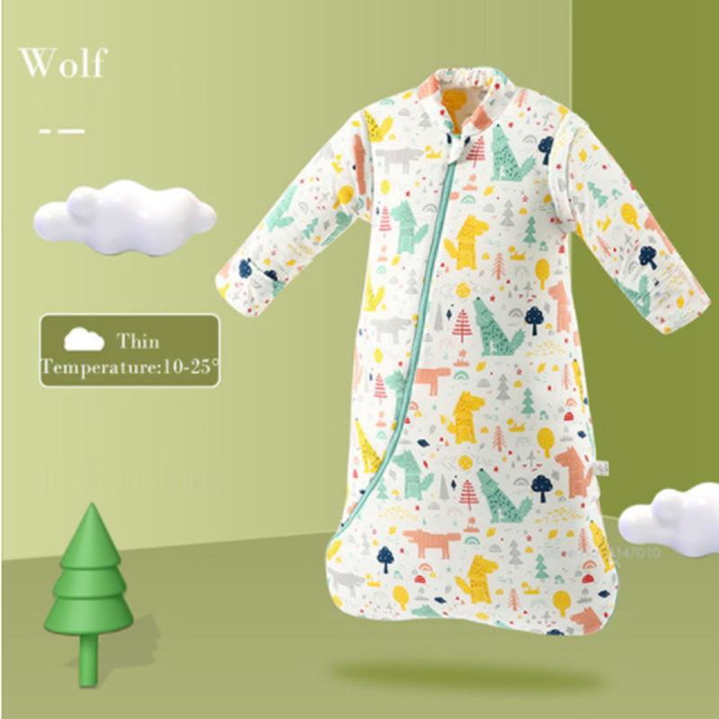 Baby Organic Sleeping Bag Detachable Long Sleeve Wearable Blanket Envelope Winter Warm Girls Boys Clothes Bedding Quilt