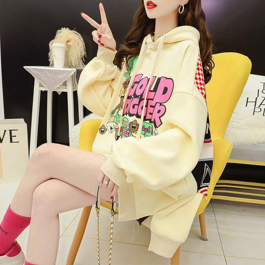 Fashion Spring and Autumn Thin Female Sweater Wild Hat Loose Korean Version Leisure Blouse