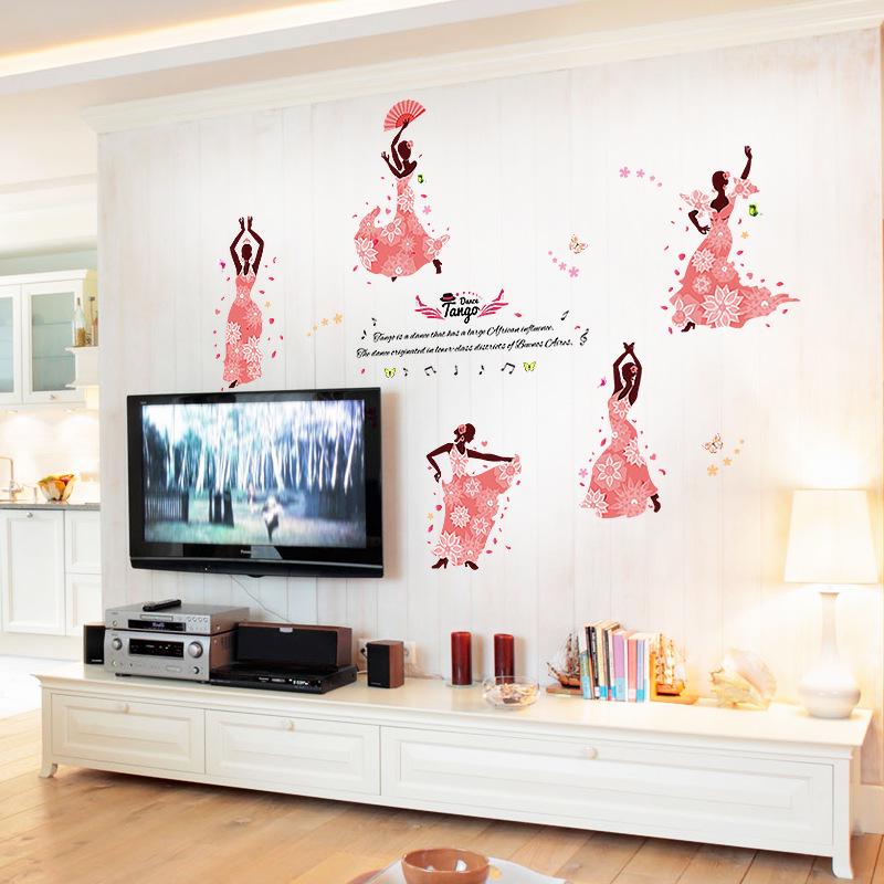 Dancing girl wall stickers children room kindergarten living room sofa TV background decoration