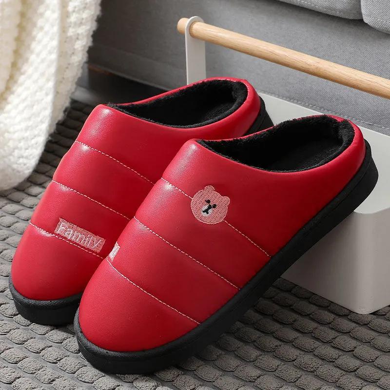 Women Winter Slippers 41 Cotton Shoes Men Plus Size Slides Thick Warm Slipper