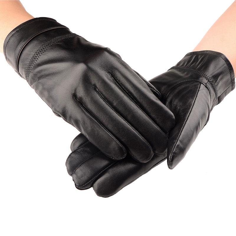 Leather gloves Thick gloves Man fashion gloves Plush Cotton gloves Windproof gloves Winter Warm