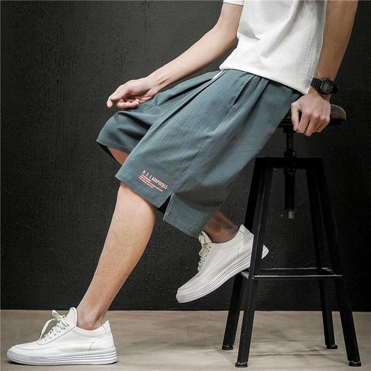 Men's Thin Shorts Loose Straight Leg Plus Size Summer Beach Sports Five-point Pants