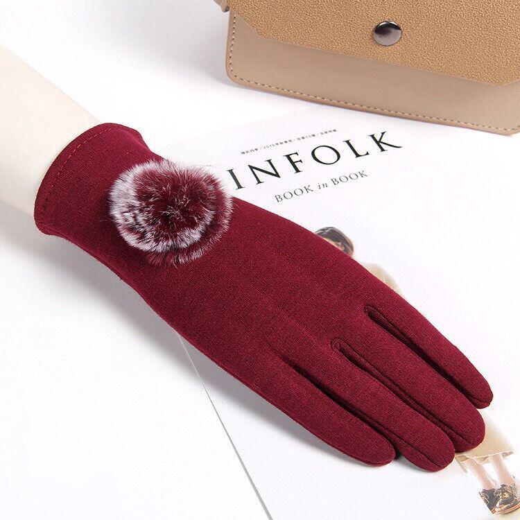 Plush Cotton gloves Windproof gloves Winter Warm gloves Leather gloves Woman Trend fashion gloves