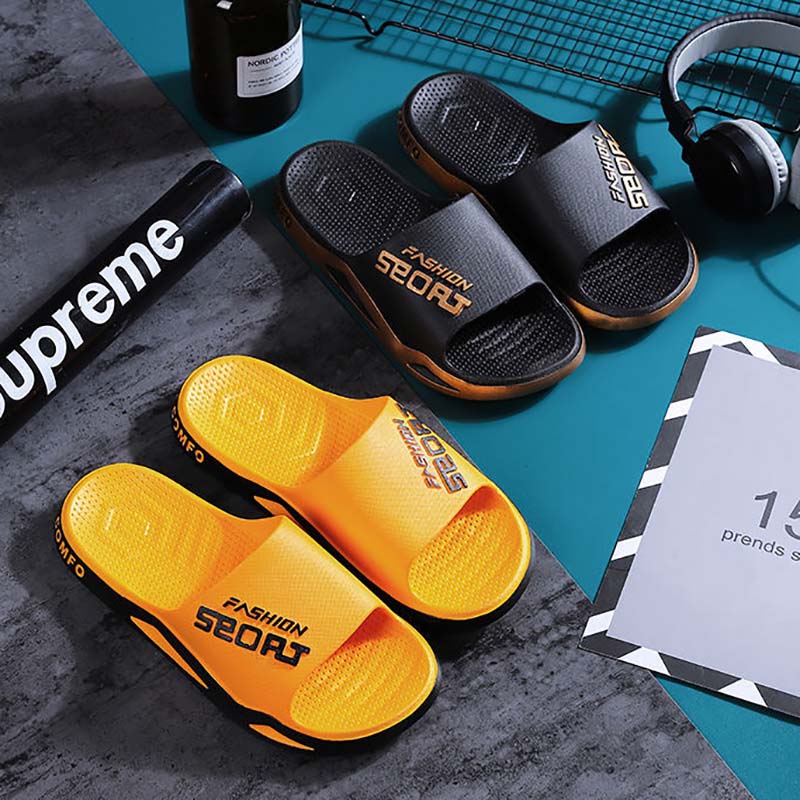 Summer Korean Style Slippers Men's Personality Trend Outer Wear Home Bathroom Non-slip Thick Bottom Wear-resistant Men's Sandals and Slippers