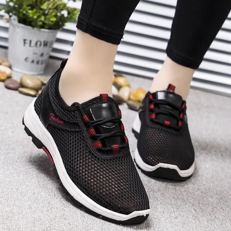 36-44 Women's Spring Large Size Solid Color Breathable Sneakers Men's Lightweight Soft Flat Heel Running Sports Shoes