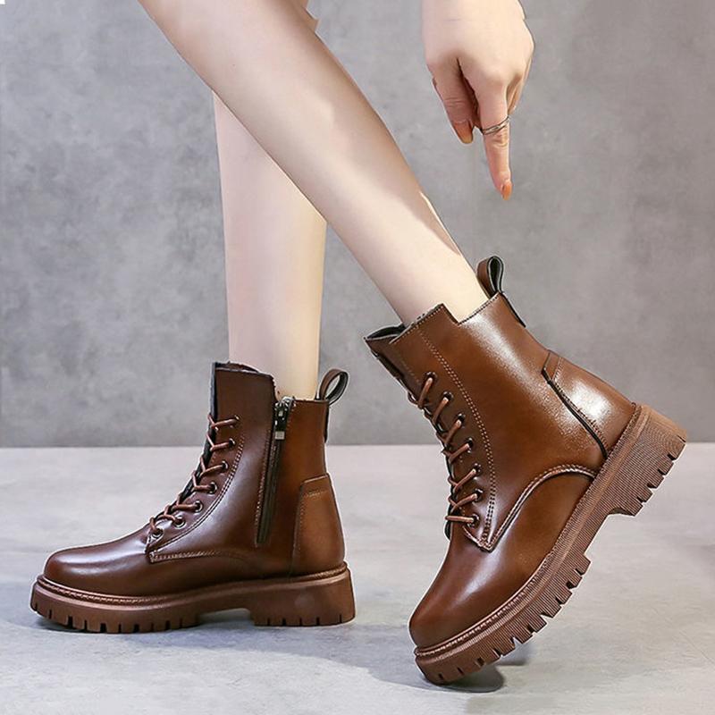 British Style Women's Martin Boots Autumn and Winter Korean Style Thick Martin Boots All-match Platform Knight Boots