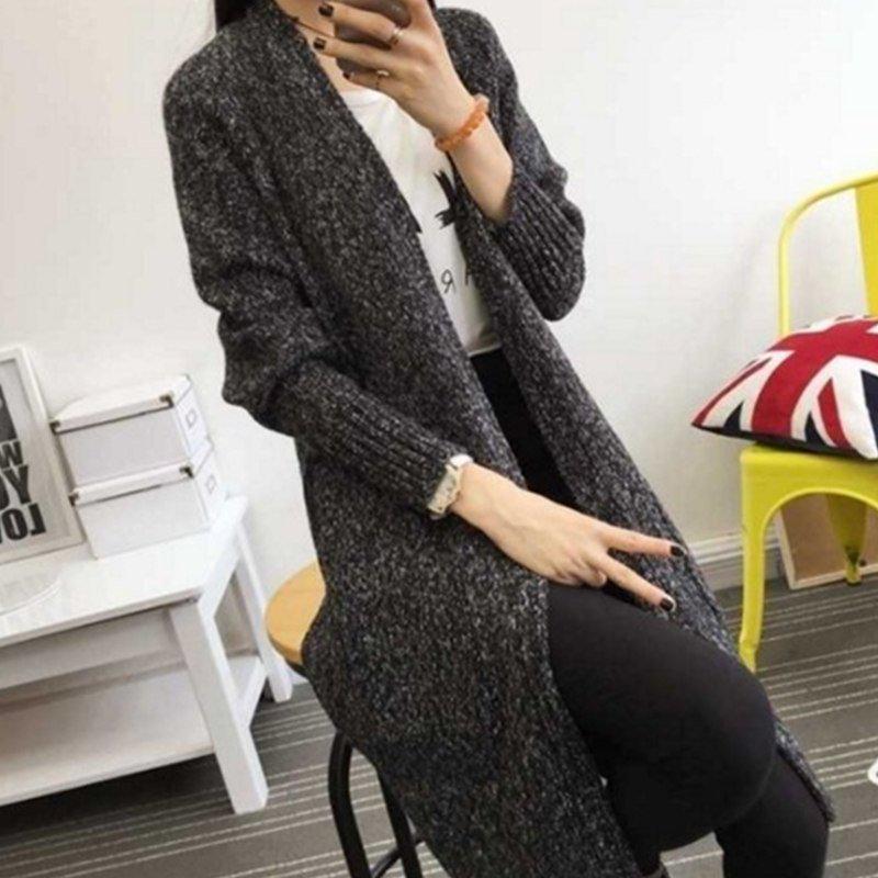 Womens' Autumn Cardigan Long Sweater Sweater Women Cuff Design Cardigan Design