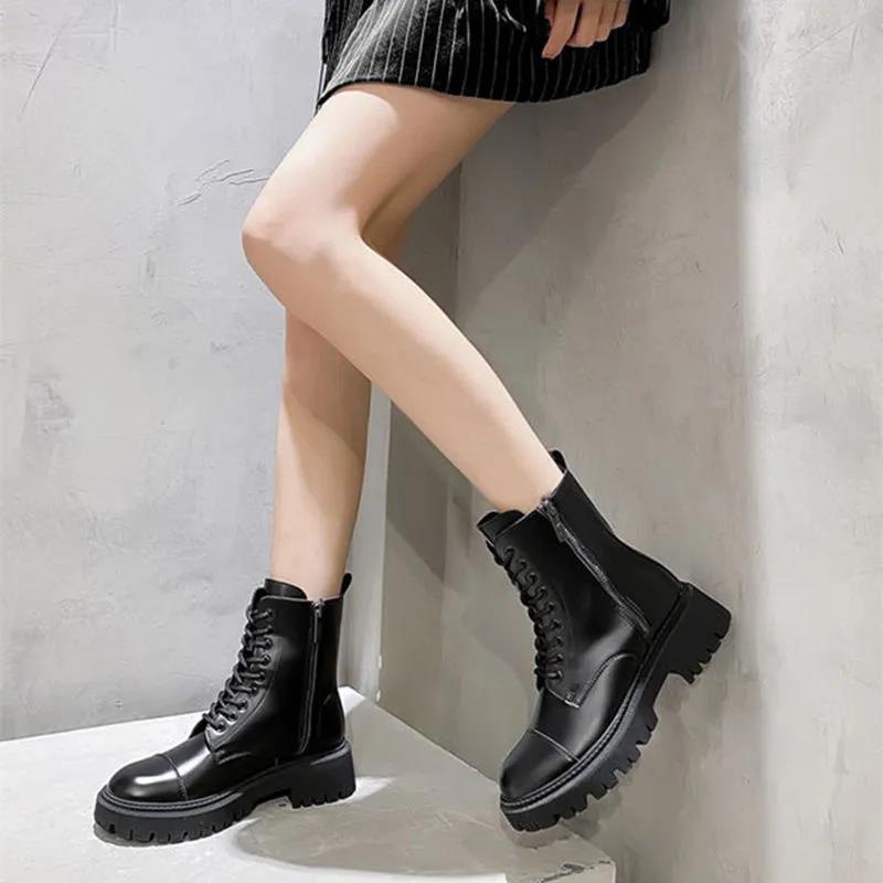 9 Holes Martin Boots Women's Autumn and Winter College Style British Style Thick-soled All-match Boots Were Thinner and Higher Middle-tube Boots