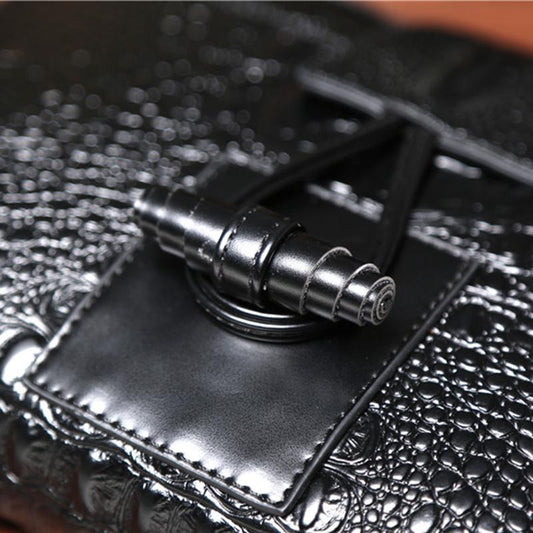 Portable Briefcase Men Business Waterproof Anti-theft Crocodile Pattern Clutch Mobile Phone Bag