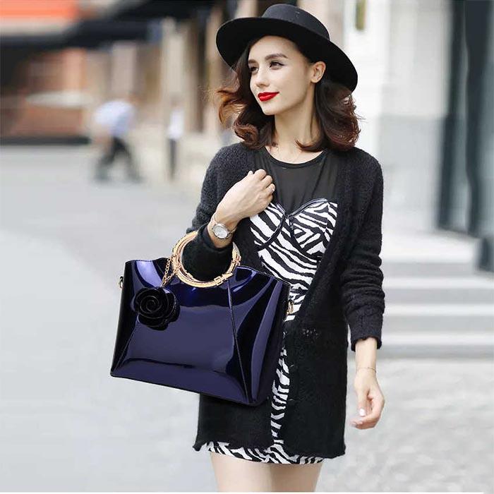 Bag Female High-grade Patent Leather Ladies Handbag Fashion Elegant Diagonal Bag Shoulder Bag