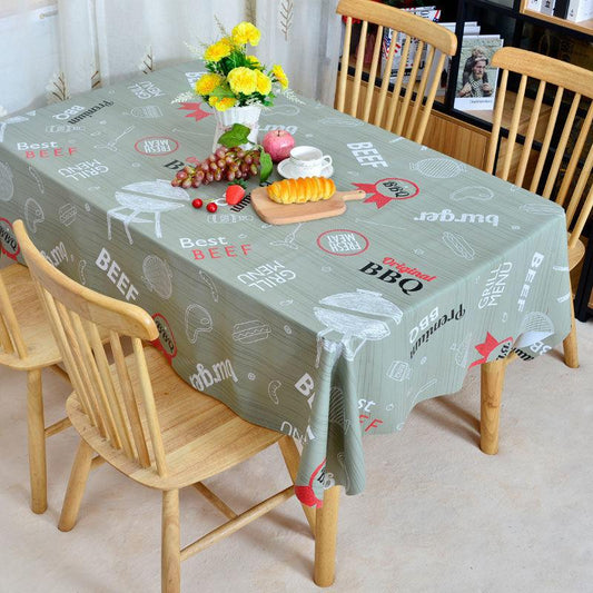 Pvc Table Cloth Rectangular Table Cloth Waterproof and Oil-proof Disposable Lace Bronzing Printing Coffee Table Mat Tablecloth Cloth