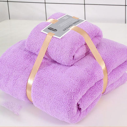 Three-pack Portable Thick Bath Towel Large Towel Set Used for Bathing Quick-drying Cotton Coral Fleece Absorbs Water and Does Not Fade