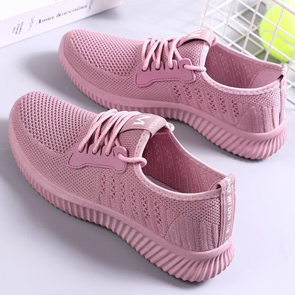 Women's Shoes Summer Sports and Leisure Flying Woven Flat Soft Sole Comfortable and Breathable Mesh Shoes