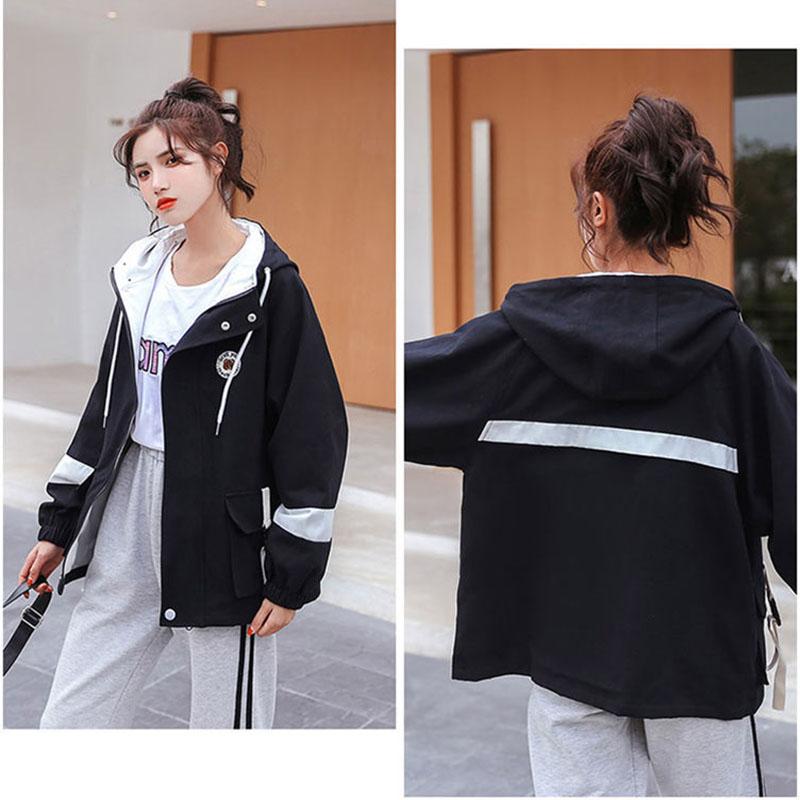 Spring and Autumn Loose All-match Zipper Shirt Hooded Temperament Western Style Tooling Jacket Jacket Women