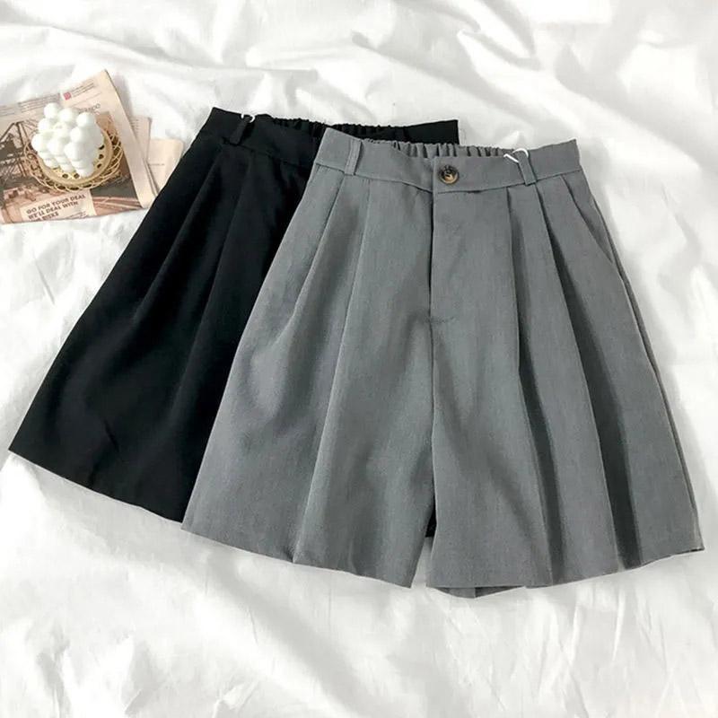 Women's Summer Thin Shorts Loose High Waist Mid Pants Straight Large Size Drape Shows Thin Wide Legs Casual Five-point Pants Suit Shorts