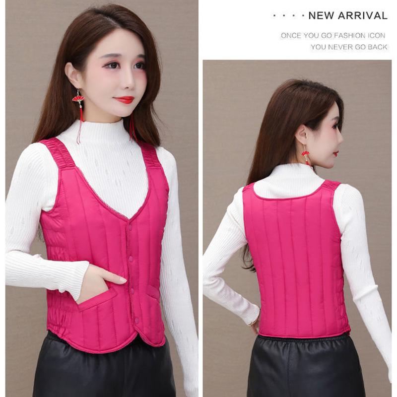 Fall/winter Down Cotton Vest Women's Close-fitting Inner-wearing Warmth and Slim-fitting Short Lightweight Base Liner Waistcoat Vest Cotton Jacket