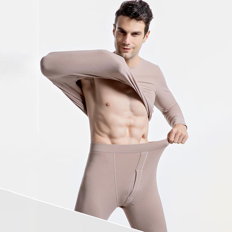 Men Winter Thermal Underwear O-neck Tops Pants Male Autumn Clothes Tight Suit Thicken Windproof Comfortable Soft Lining Long Sleeve High Elasticity