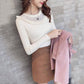 2019 Autumn Winter Women Ladies Long Sleeve RuffleNeck Slim Knitted Sweet Sweater Top Femme Jumper