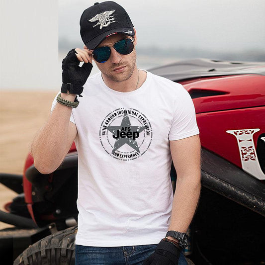 Summer New Short-sleeved T-shirt Men's Round Neck Loose Print Half-sleeved Shirt