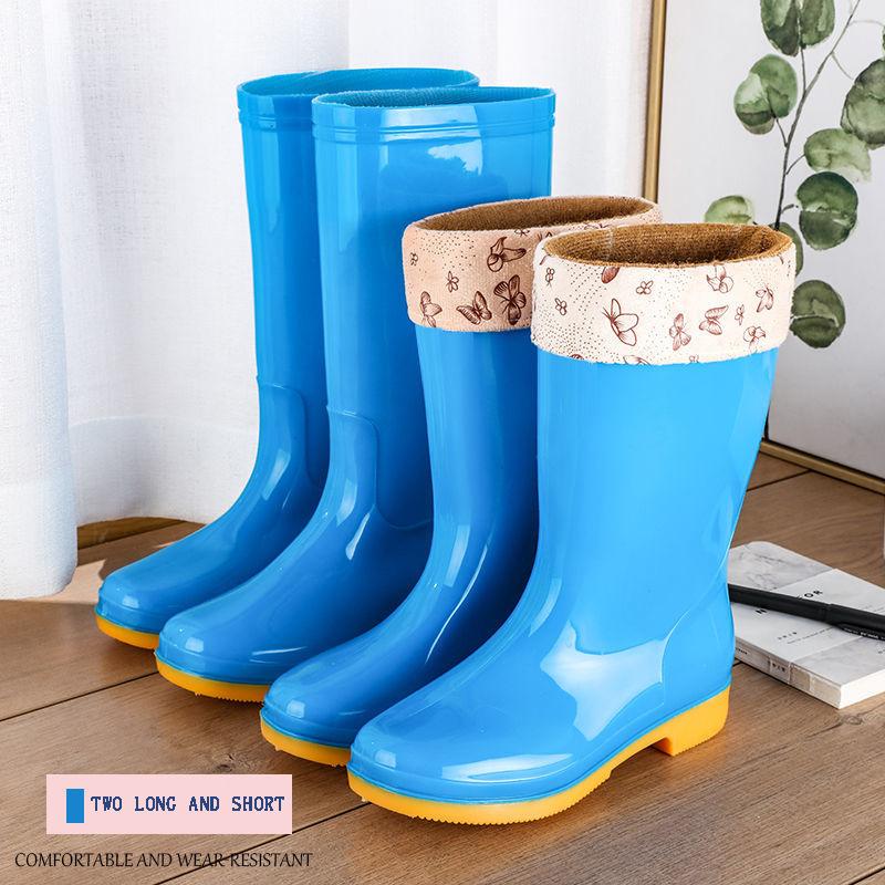 Medium Tube Rain Boots Rain Boots Waterproof Shoes Rubber Shoes Overshoes Water Boots Women Fashion Adult Non-slip High Tube Rain Boots