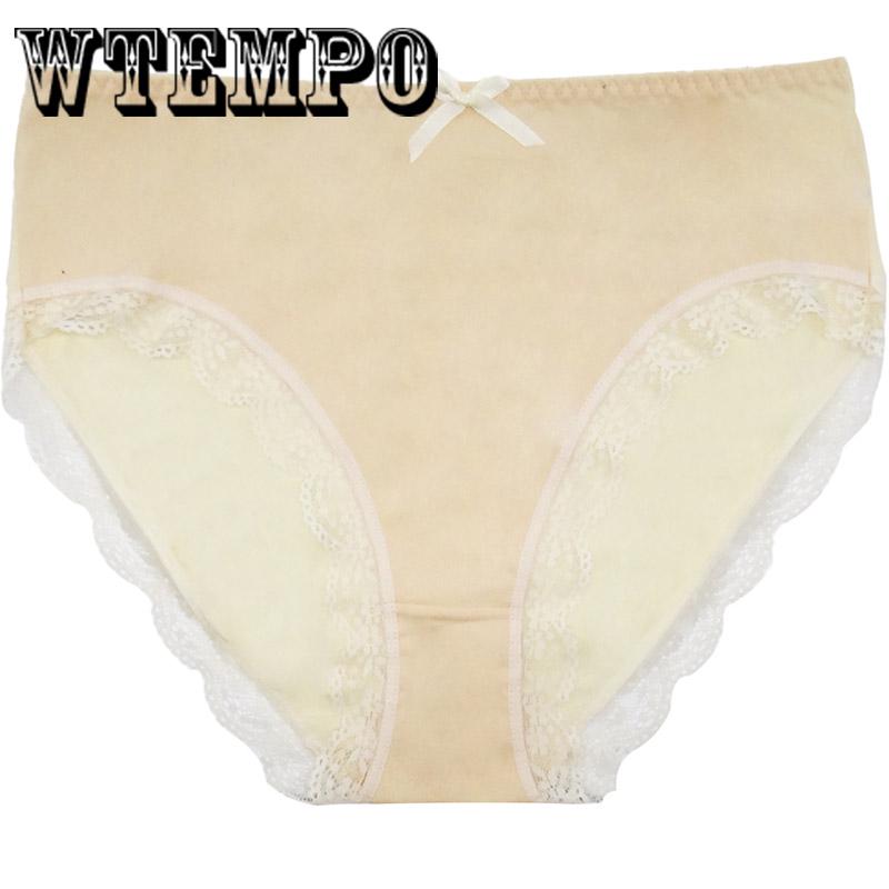 WTEMPO 6 Pcs/Lot  Woman Underwear Briefs Seamless Panties Plus Size Lace Cotton Sexy Antibacterial