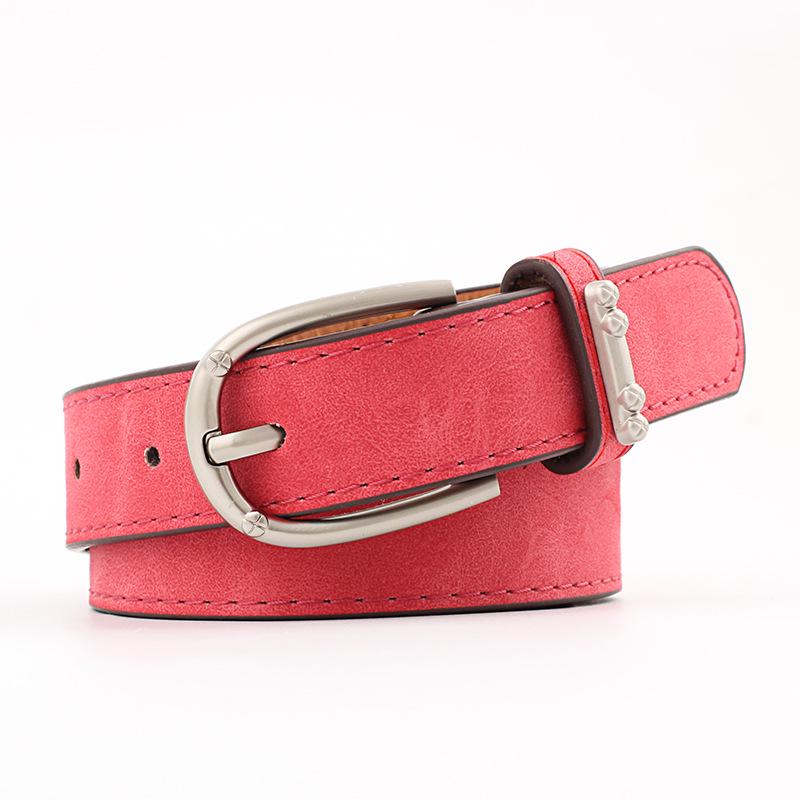 Fashion Concise Accessories Ring Belt Women Pu Leather Pin Buckle Flat Belt