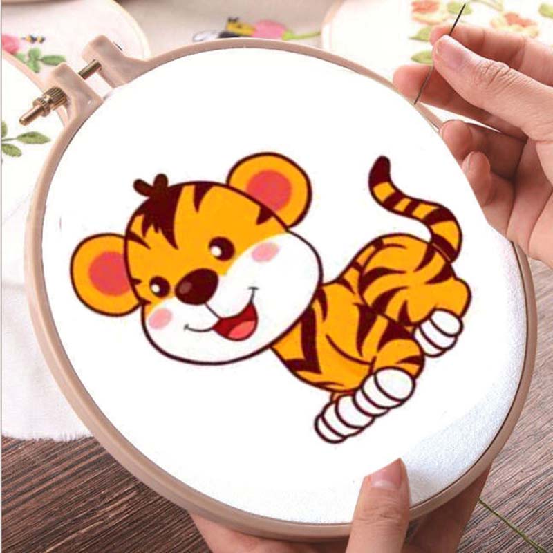 Zodiac Printing Cross Stitch Manual Thread Embroidery Small Picture Children Students Simple Learning Embroidery