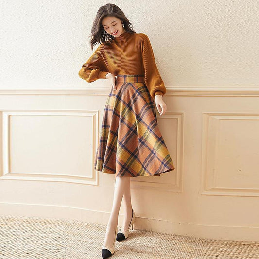 Fashion Suit Two Piece Spring Women Sweater with Long Skirt for Ladies