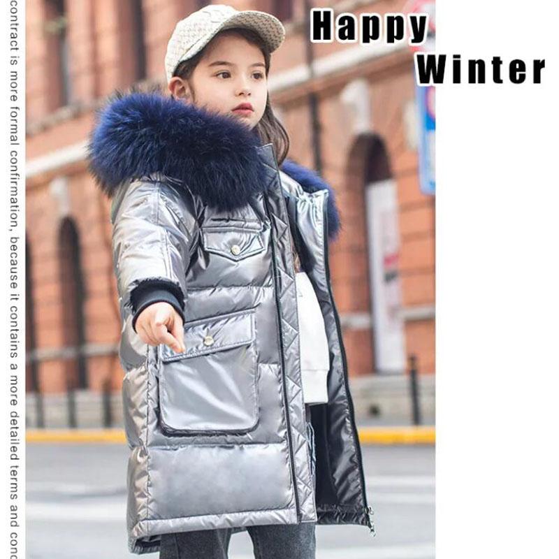 Winter Coats Girls Clothes Snowsuit Jacket Waterproof Outdoor Hooded Down Jacket Boys Kids Parka with Fur Collar Outwear4-13 Years