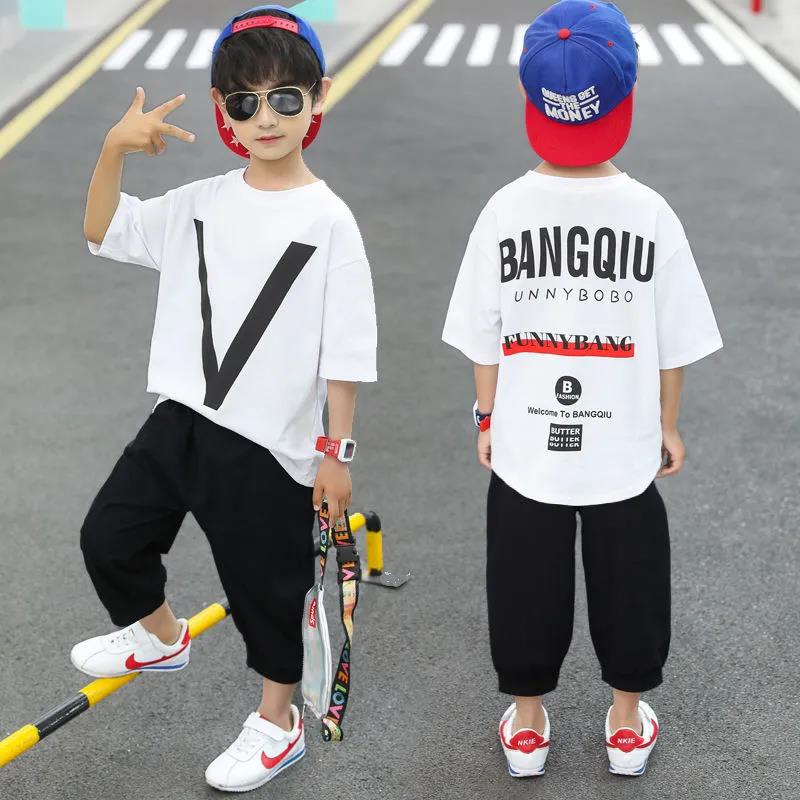 Boys' Suits Summer Clothes Children's Clothes Boys' Short-sleeved T-shirt Clothes Elementary School Suits