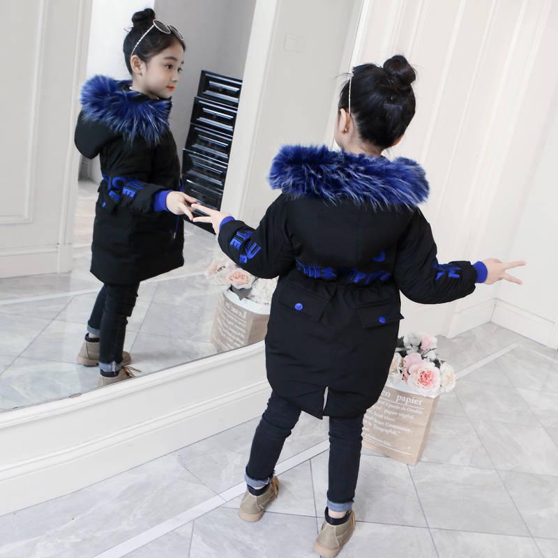 Children's Winter Jackets Girls Cotton Jackets Fur Collar Warm Kids Girls Down Outerwear Coat