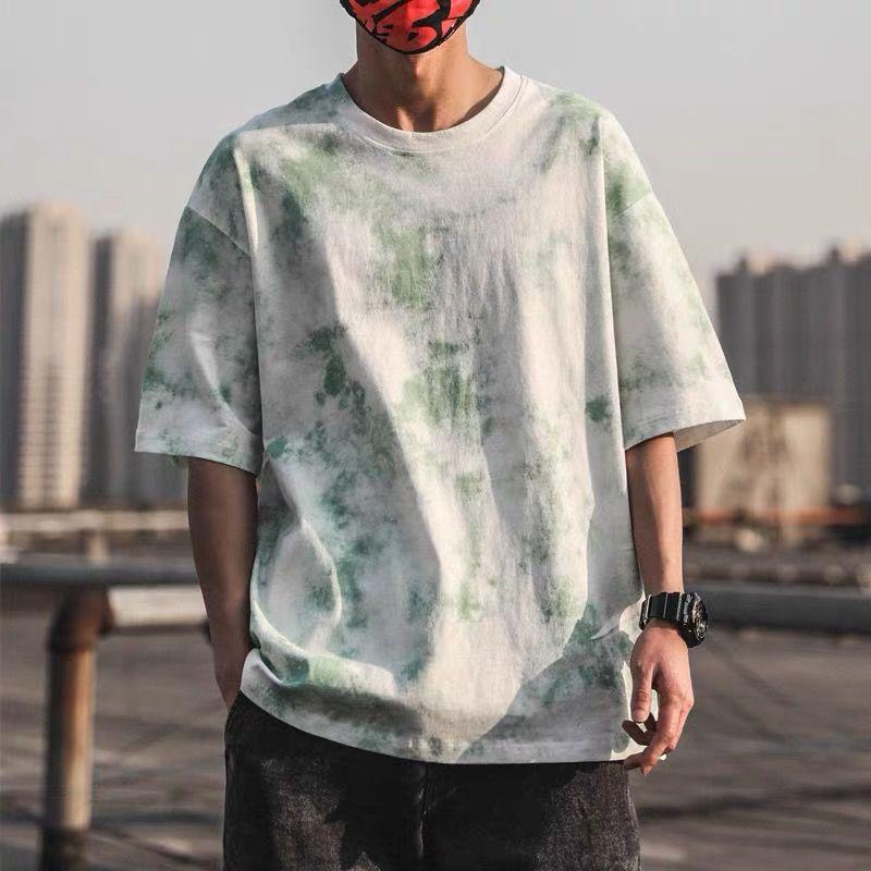 Summer New Style Tie-dye Gradient Loose Half-sleeved Half-sleeved Shirt T-shirt for Male and Female Students