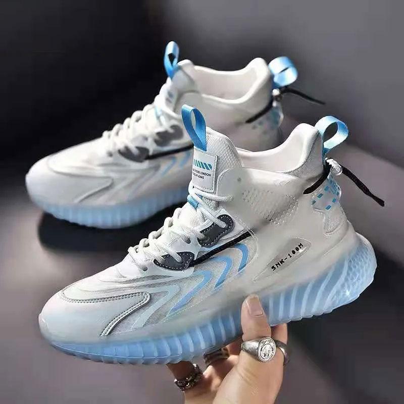 Men's Shoes Spring Running Sports Shoes Men's Casual Basketball Shoes High-Top Sneakers Fitness Coconut Shoes Flying Knitting Shoes Mesh Shoes