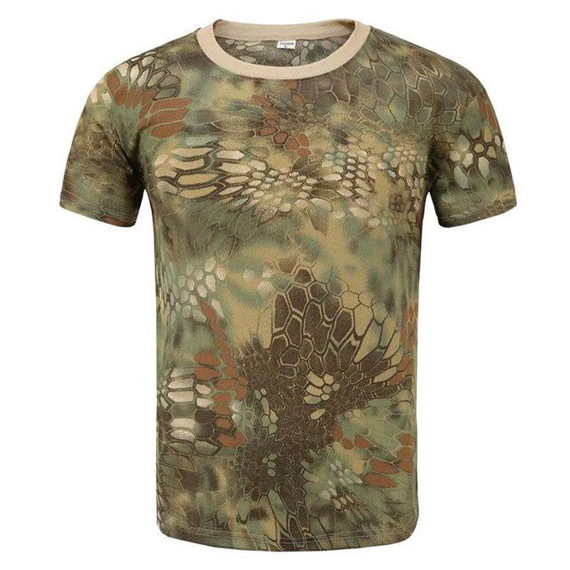 Camouflage Shirt Snakeskin Print T-shirt Summer Army Off Road Clothing Outdoor Sports Tees Half Sleeve Casual Pullover