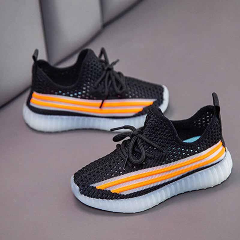 26-37 Child Fluorescence Sneakers Kids Mesh Breathable Non-slip Shockproof Basketball Shoes Lightweight Running Shoes Comfortable Deodorant Girl Shoes