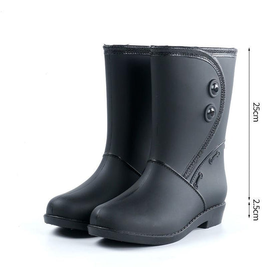 Rain Boots Women's Fashion Style Outer Wear Mid-tube Water Shoes Overshoes Water Boots Rubber Shoes Waterproof Non-slip Women's Adult Rain Boots