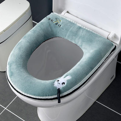 Toilet Seat Four Seasons Universal Household Waterproof Winter Cute Zipper Toilet Seat with Handle