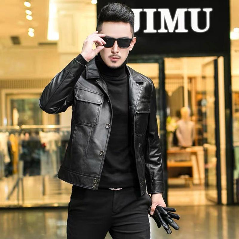 Fashion Urban Men's Jacket Autumn and Winter Fashion Trend Slim Thickening Plus Velvet Warm Sheepskin Jacket