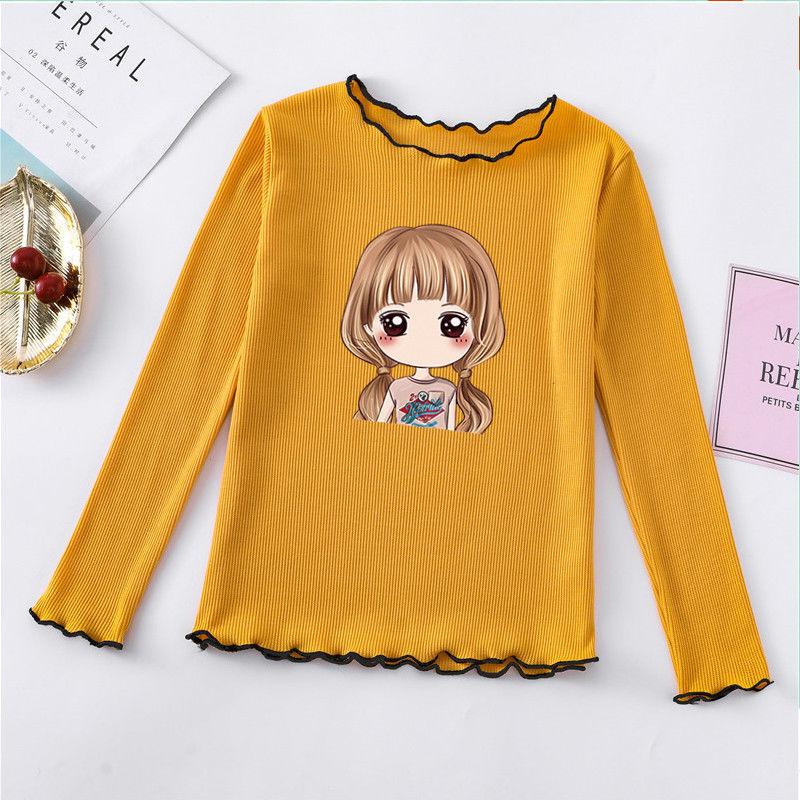 Girls' T-shirt Spring and Autumn Baby Girls Long Sleeve O-neck T-shirt Bottom Shirt Cotton Children's Long Sleeve T-shirt