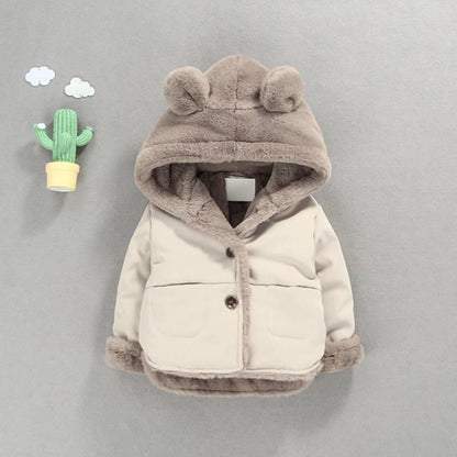 Baby Fleece Jacket Hooded Plus Velvet Infant Boys Coat Newborn Baby Girls Outerwear Toddler Parka