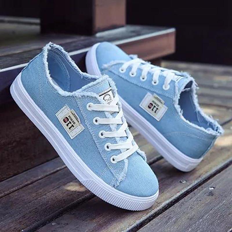 Women Non-slip Denim Shoe Tennis Canvas Shoes for Girls Sneakers Classic Breathable Shoes