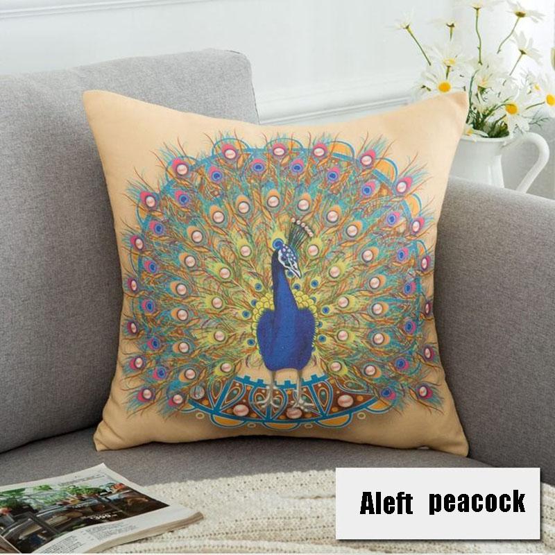 2pcs/set European Luxury Peacock Print Pillowcase + Cushion Cover Living Room Sofa Cushion Cover Home Decoration