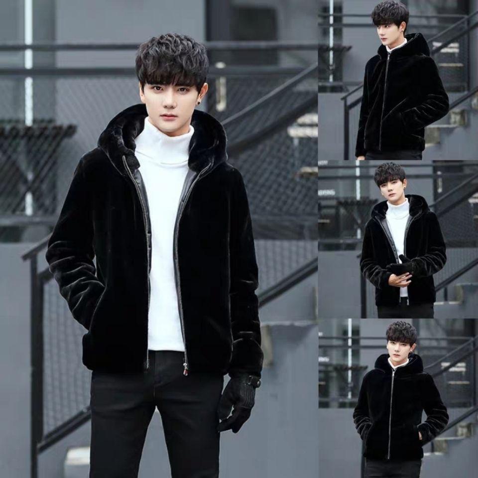 Winter High-end Warm Men's Meal Imitation Fur Mink Mink Casual Hooded Jacket Imitation Thick Mink Coat Men Parka Coat