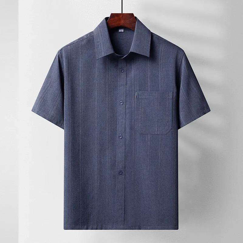 Men's Short-sleeved Shirt Suit Middle-aged Dad Summer Cotton and Linen Short-sleeved Shirt Men's Thin Loose Old Clothes